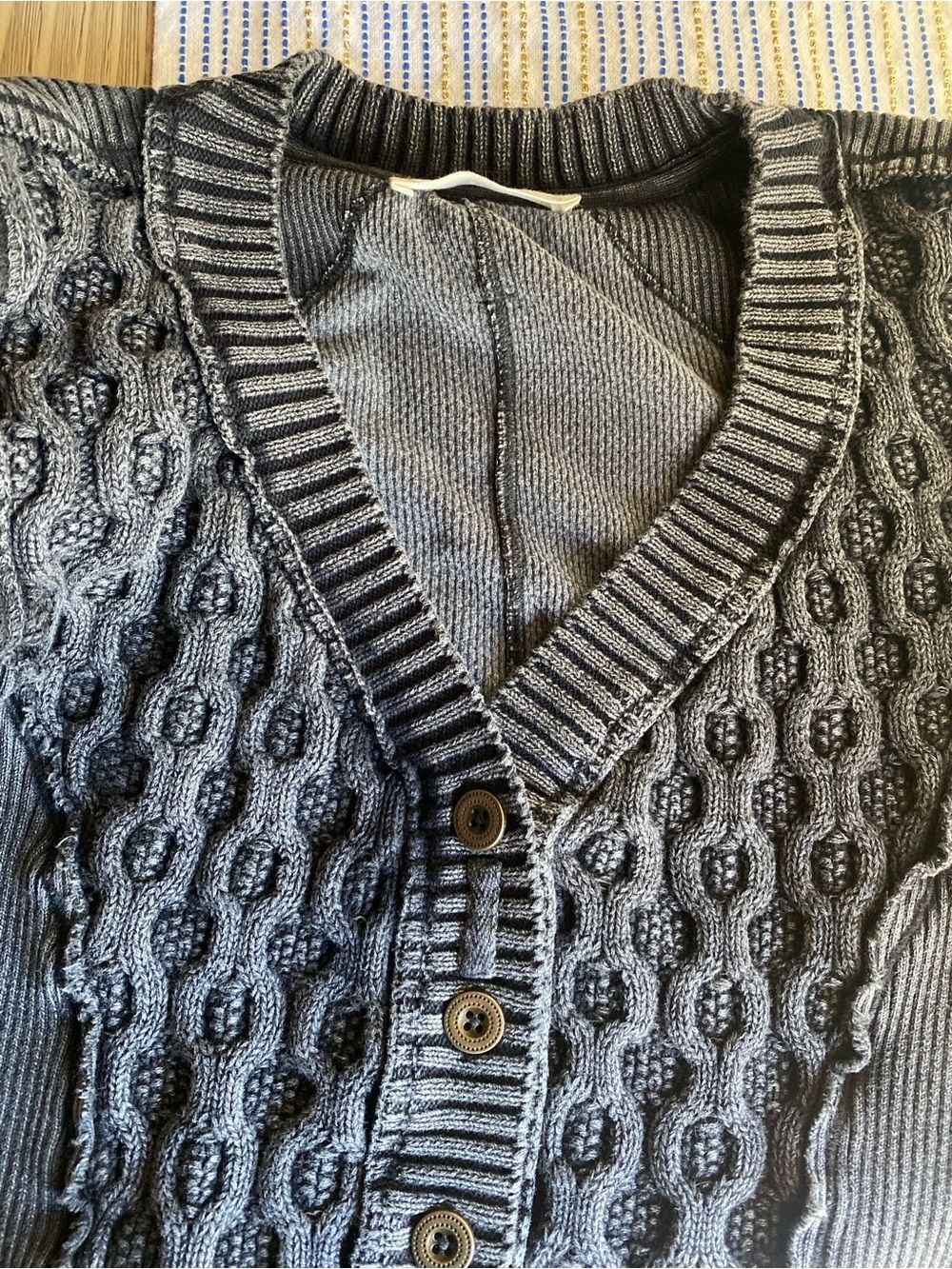 FREE PEOPLE We The Free Snapshot Cable Cardigan Washed Black Sz Small - Picture 7 of 9
